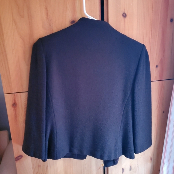 St John Collection Dark Brown Santana Knit Zip Front Blazer size 6 - Picture 7 of 8